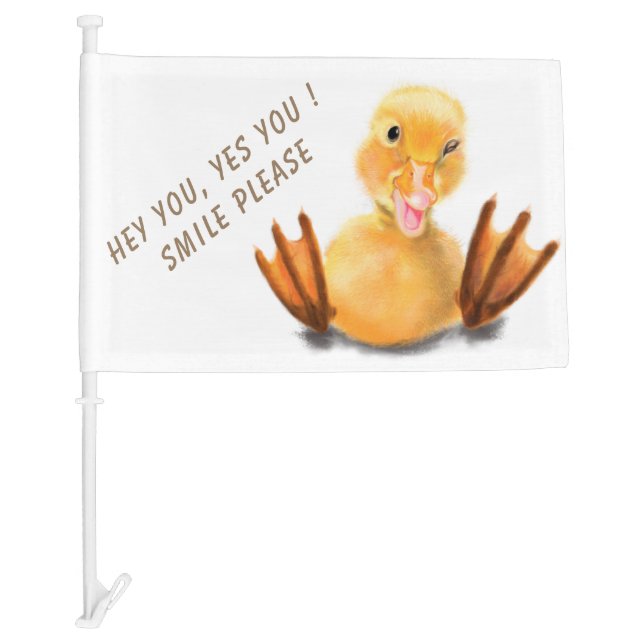 Funny Car Flag with Playful Duck - Custom Text (Front)