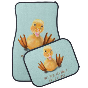 Funny Car Floor Mat Happy Duck - Custom Text