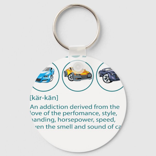 Funny Car Guy Gift - CARCAINE Definition Love Of C Keychain (Front)