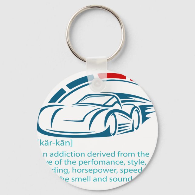 Funny Car Guy Gift - CARCAINE Definition Love Of C Keychain (Front)