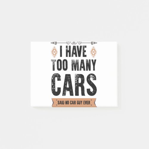 Funny Car Guy Gift I Have Too Many Cars Vintage Post_it Notes