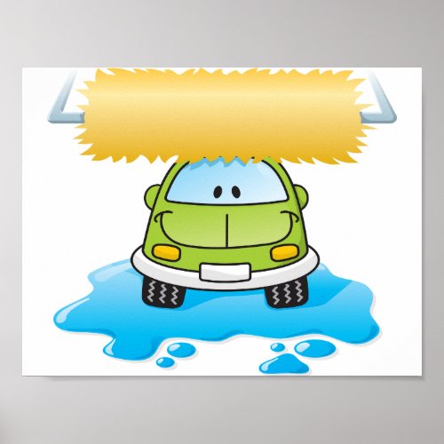 Funny Car In A Car Wash Poster