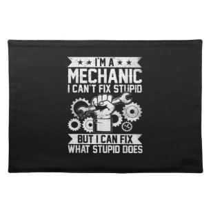 Funny Car Mechanic Engineer Men Women Kids Auto Me Cloth Placemat