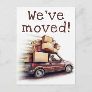 Funny Car New Address We've moved Announcement Postcard