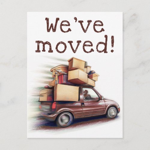 Funny Car New Address Weve moved Announcement Postcard
