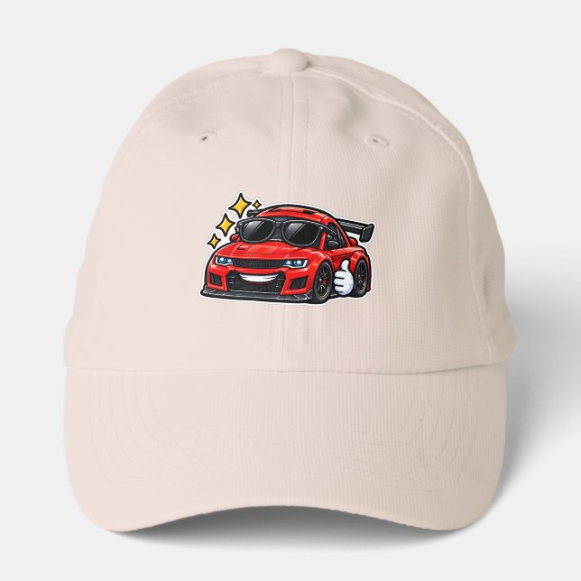 Funny Car Performance Cap | Red Cool Car (Front)