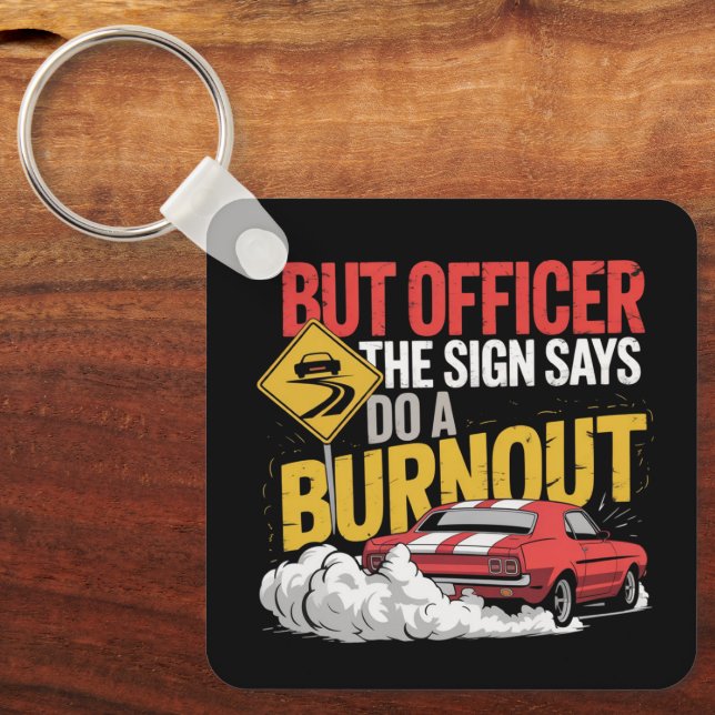 Funny Car Racing Burnout Drag Racing Muscle Car  Keychain (Front)