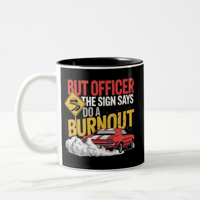 Funny Car Racing Burnout Drag Racing Muscle Car  Two-Tone Coffee Mug (Left)