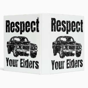 Funny Car - Vintage Respect Your Elders Classic Mu 3 Ring Binder