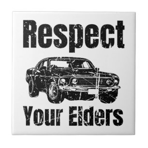 Funny Car - Vintage Respect Your Elders Classic Mu Ceramic Tile