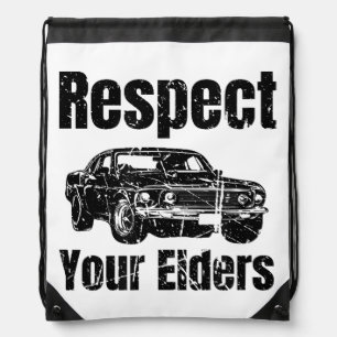 Funny Car - Vintage Respect Your Elders Classic Mu Drawstring Bag