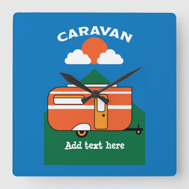 Funny Caravan Accessories Camping Caravaner Square Wall Clock (Front)