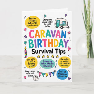 Funny Caravan Birthday Survival Tips Card
