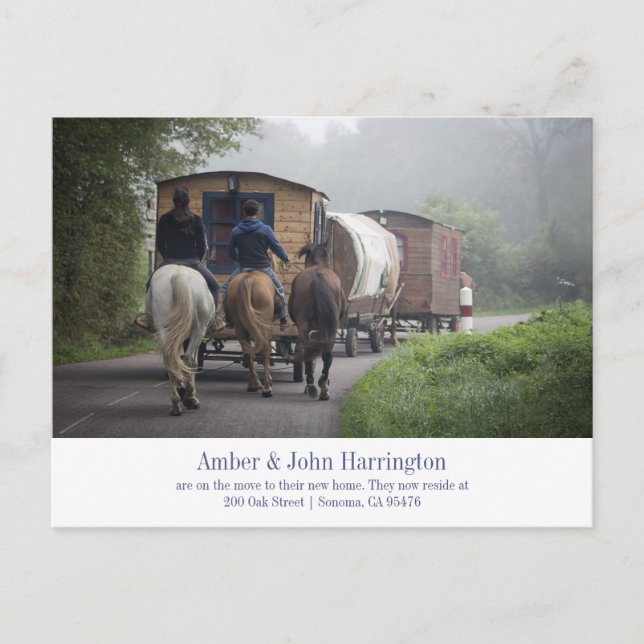 Funny Caravan Photo Moving Announcement Postcard (Front)
