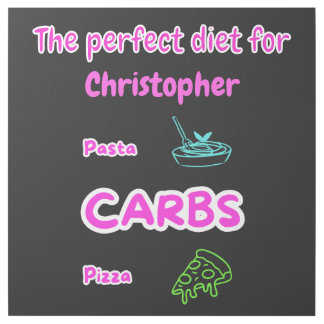 Funny Carbs Diet Pizza Pasta Neon Custom Name Wall Gallery Wrap