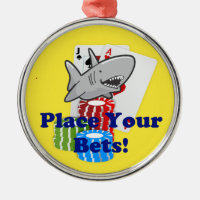 Funny Card Shark Gambling Cartoon with Poker Chips