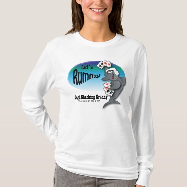Funny Card Sharking Granny | Rummy Card Player T-Shirt (Front)