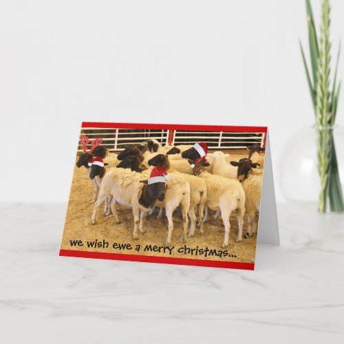 Funny Card Wish Ewe Merry Xmas Happy Gnu Year Holiday Card