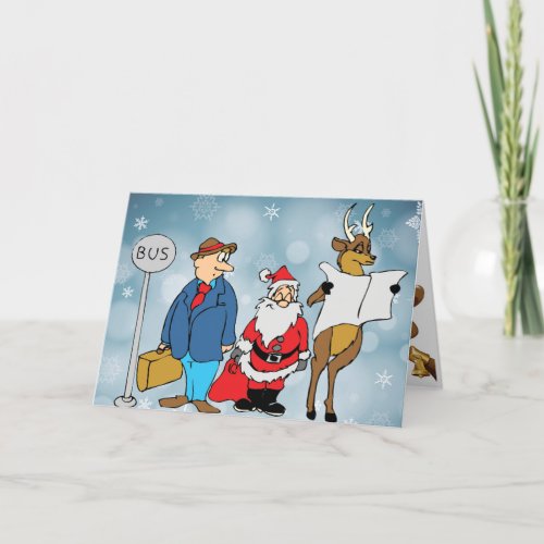 Funny  Card with Businessman Santa and Reindeer