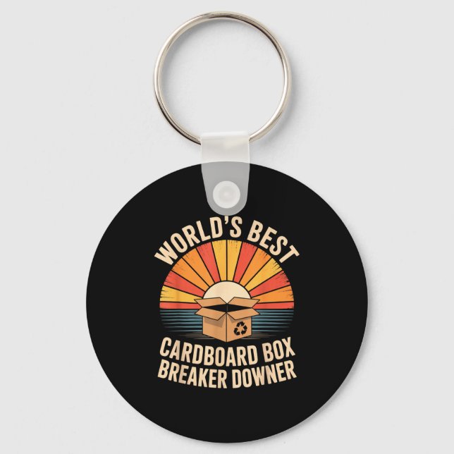 Funny Cardboard Box Breaker Downer Sarcastic Recyc Keychain (Front)