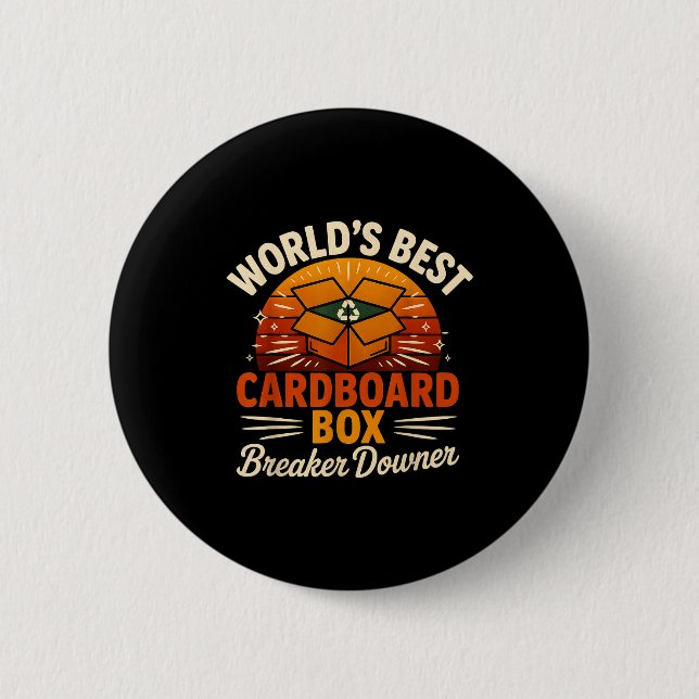Funny Cardboard Box Breaker Downer Sarcastic Retro Button (Front)