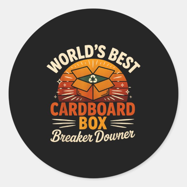 Funny Cardboard Box Breaker Downer Sarcastic Retro Classic Round Sticker (Front)