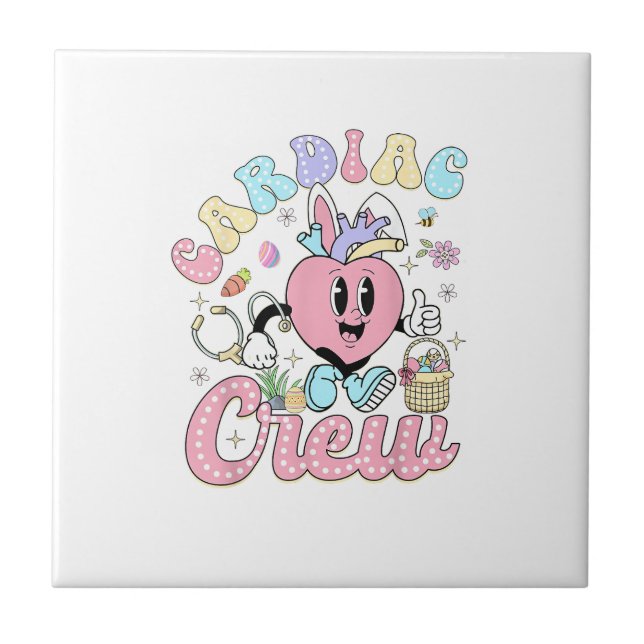 Funny Cardiac Crew Easter Day CVICU Nurse Cardiolo Ceramic Tile (Front)