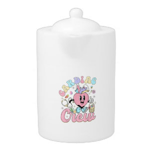 Funny Cardiac Crew Easter Day CVICU Nurse Cardiolo Teapot