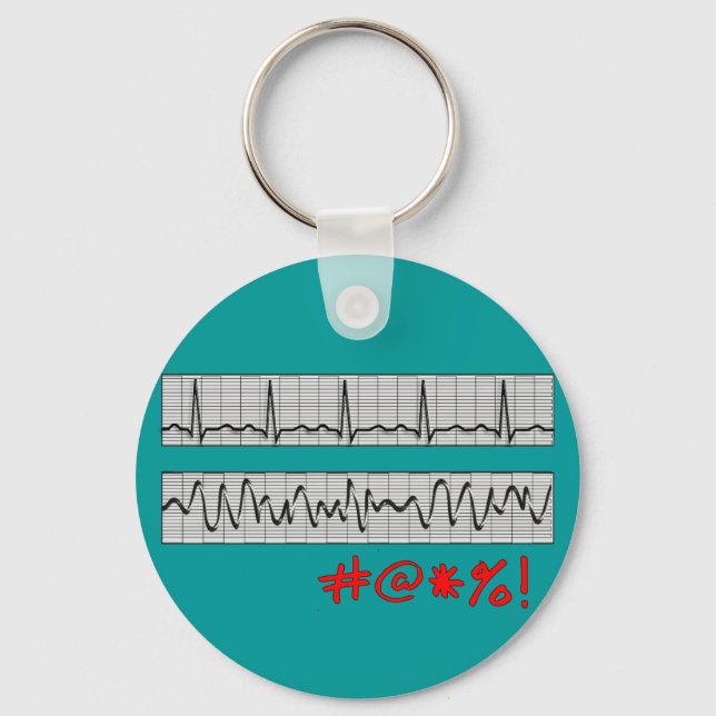 Funny Cardiac Rhythm Strip Gifts Keychain (Front)