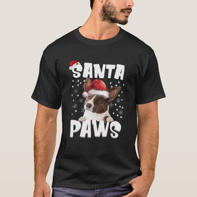 Funny Cardigan Welsh Corgi Christmas Lights Tree D T-Shirt (Front)