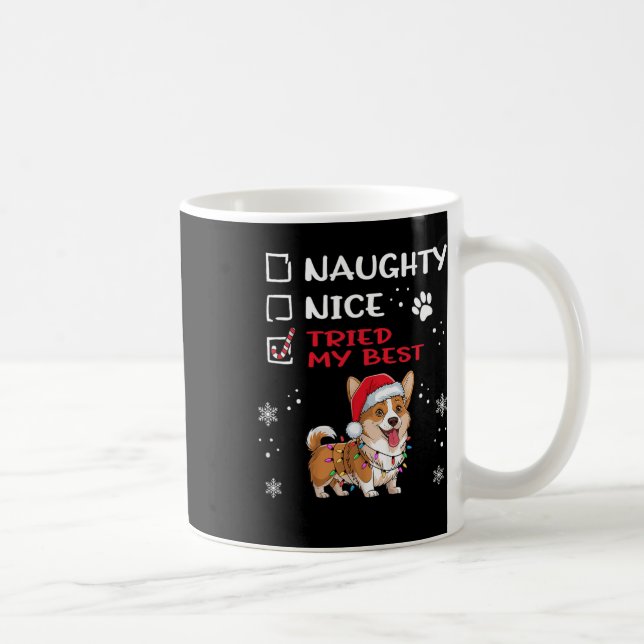Funny Cardigan Welsh Corgi Dog Christmas Naughty N Coffee Mug (Right)