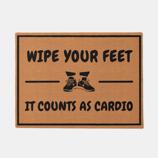 Funny Cardio Fitness Gym Humor Minimalist Rustic Doormat (Front)