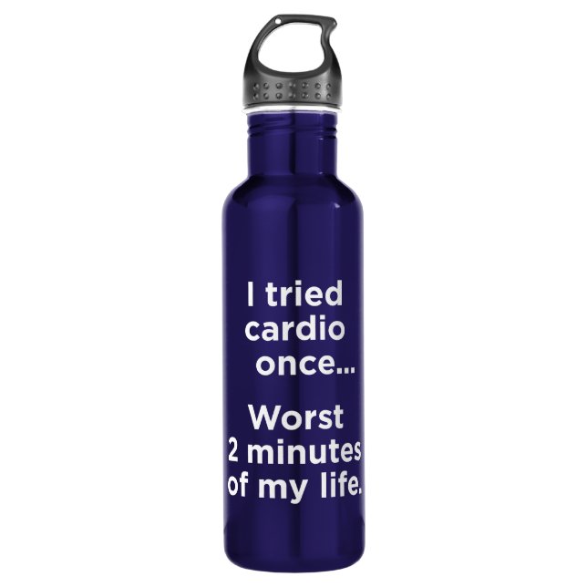 Funny Cardio Gym Motivational Humor Water Bottle (Front)