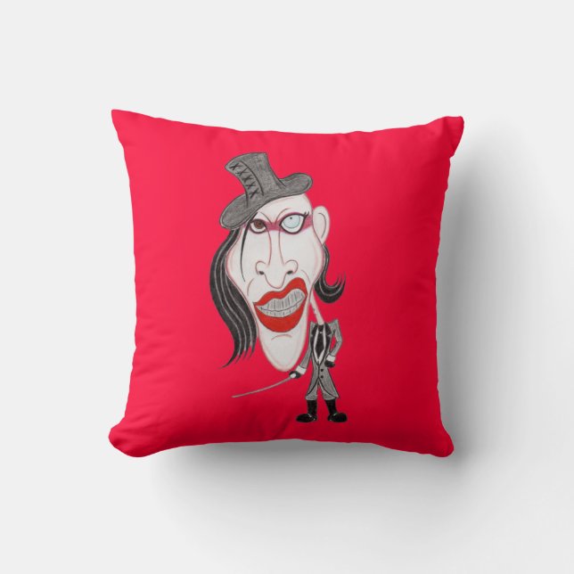 Funny Caricature Dark Gothic Metal 90's Pillow (Front)