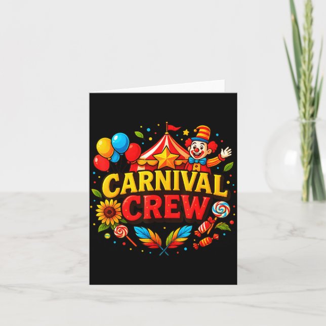 Funny Carnival Crew Circus Party Staff Costume Pri Card (Front)