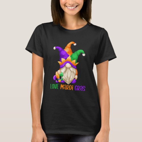 Funny Carnival Gnome With Fool Cap For Girls Love  T_Shirt