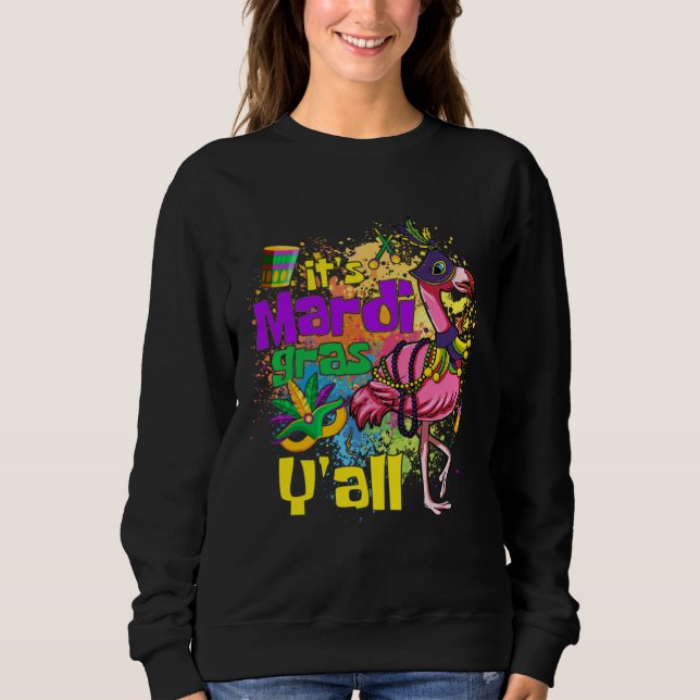 Funny Carnival Party Gift Idea Flamingo Mardi Gras Sweatshirt (Front)