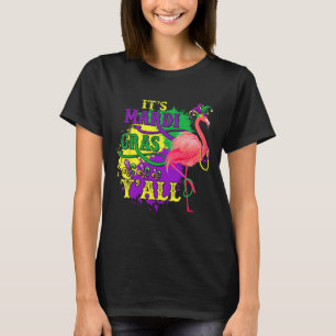 Funny Carnival Party Gift Idea Flamingo Mardi Gras T-Shirt