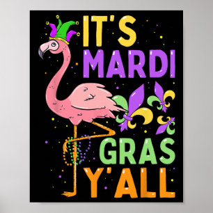 Funny Carnival Party Idea Flamingo Mardi Gras  Poster