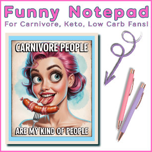 Funny Carnivore Bacon Sausage Meat BBQ Grill Humor Notepad