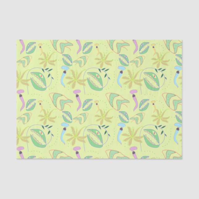 Funny carnivorous plants drawing seamless pattern tissue paper (Front)