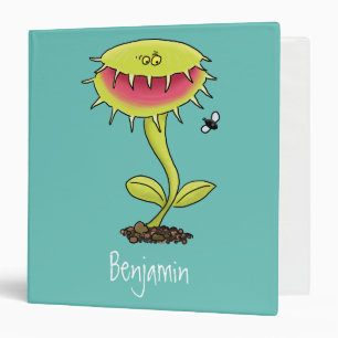 Funny carnivorous Venus fly trap plant cartoon 3 Ring Binder