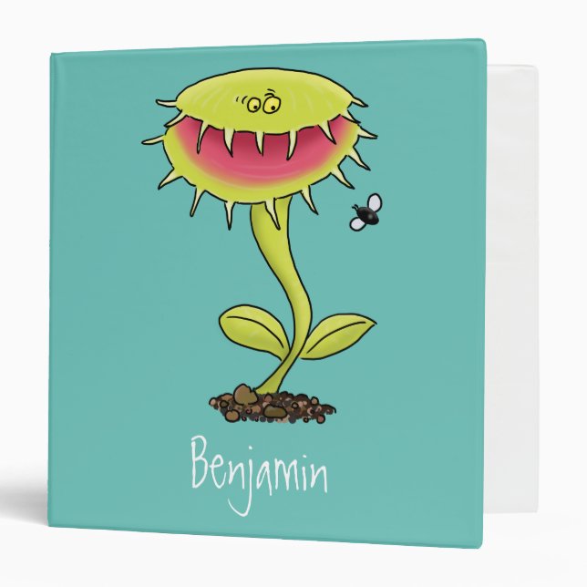 Funny carnivorous Venus fly trap plant cartoon 3 Ring Binder (Front/Inside)