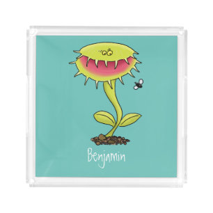 Funny carnivorous Venus fly trap plant cartoon Acrylic Tray
