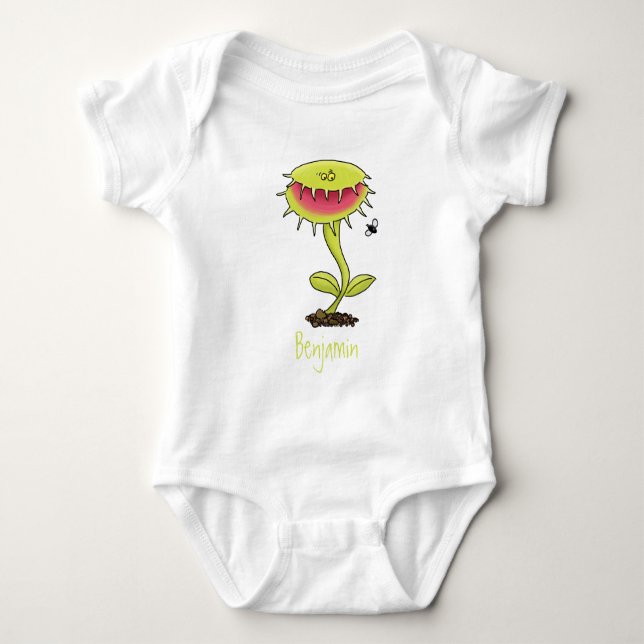 Funny carnivorous Venus fly trap plant cartoon Baby Bodysuit (Front)