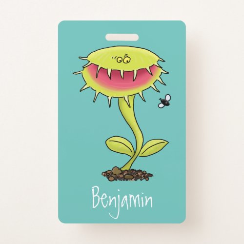 Funny carnivorous Venus fly trap plant cartoon Badge