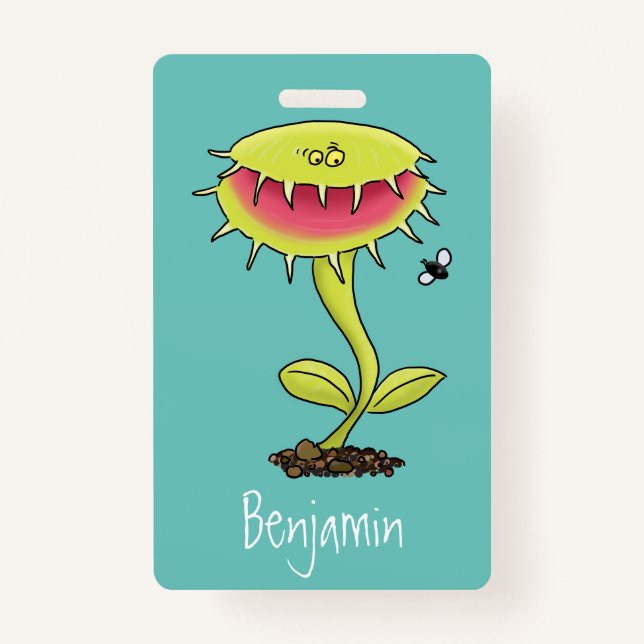 Funny carnivorous Venus fly trap plant cartoon Badge (Front)