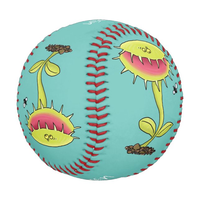 Funny carnivorous Venus fly trap plant cartoon Baseball (Angled)