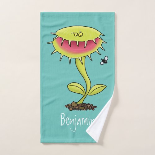 Funny carnivorous Venus fly trap plant cartoon Bath Towel Set
