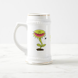 Funny carnivorous Venus fly trap plant cartoon Beer Stein
